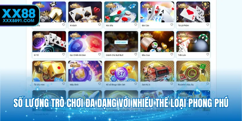 Số lượng trò chơi đa dạng với nhiều thể loại phong phú
